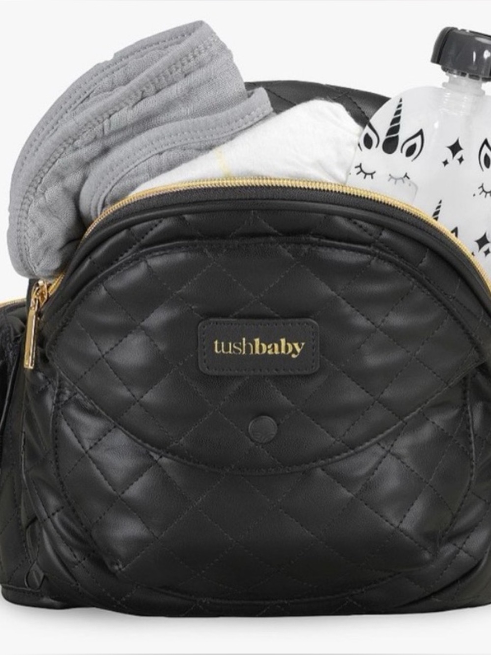 tushbaby Quilted Black Baby Bag - Stylish Diaper Bag new with tag